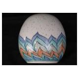 Ceramic Vase - Zigzag Teal Blue Orange Pattern