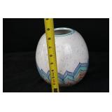 Ceramic Vase - Zigzag Teal Blue Orange Pattern