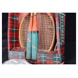 Badminton Rackets - Vintage Wood Frame Pair in Plaid Box