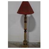 Floor Lamp - Vintage Painted Wood with Star Base & Red Shade