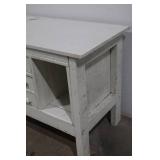 Wood Cabinet - White Painted, 3-Drawer + Open Shelf