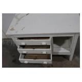 Wood Cabinet - White Painted, 3-Drawer + Open Shelf