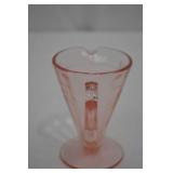 Creamer & Sugar Set - Vintage Pink Depression Glass, Etched Floral