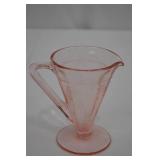 Creamer & Sugar Set - Vintage Pink Depression Glass, Etched Floral