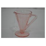 Creamer & Sugar Set - Vintage Pink Depression Glass, Etched Floral