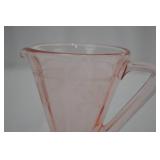Creamer & Sugar Set - Vintage Pink Depression Glass, Etched Floral