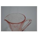 Creamer & Sugar Set - Vintage Pink Depression Glass, Etched Floral