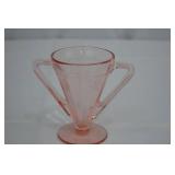 Creamer & Sugar Set - Vintage Pink Depression Glass, Etched Floral