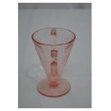 Creamer & Sugar Set - Vintage Pink Depression Glass, Etched Floral