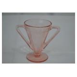 Creamer & Sugar Set - Vintage Pink Depression Glass, Etched Floral