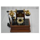 Vintage Rotary Desk Telephone - Brass & Black with Eagle Emblem