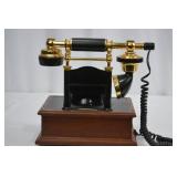 Vintage Rotary Desk Telephone - Brass & Black with Eagle Emblem