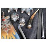 Galoob Golden Girl Dragon Queen & Turquoise Guardian Figures - Shield & Swords