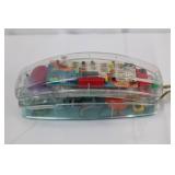 Clear Plastic Telephone Handset with Turquoise Keypad - Vintage Corded Phone