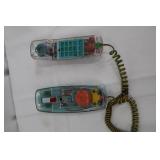 Clear Plastic Telephone Handset with Turquoise Keypad - Vintage Corded Phone