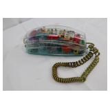 Clear Plastic Telephone Handset with Turquoise Keypad - Vintage Corded Phone