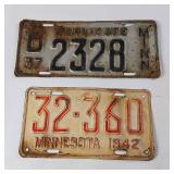 Vintage Raised Letter Minnesota License Plates