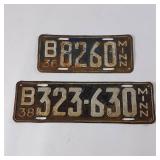 1936 & 1938 Minnesota License Plates – Embossed numbers
