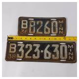 1936 & 1938 Minnesota License Plates – Embossed numbers