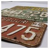 Missouri License Plates – Raised Numbers – Vintage 62, 68 & 90 trailer plate