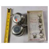 Standish Solid Pewter Cream Pitcher & Sugar bowl, Silver Plate Goblet Set, Drink Charms & Floral Framed Prints