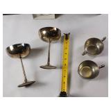 Standish Solid Pewter Cream Pitcher & Sugar bowl, Silver Plate Goblet Set, Drink Charms & Floral Framed Prints