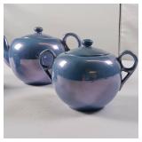 1930s Vintage Blue Shofu Japan Lusterware  Stunning Iridescent Finish