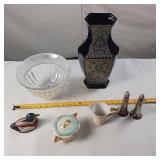 Lot of Glass  Plated salt and pepper shaker  Italian made vase