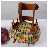 Doll house Thread Holder and Vintage Pin Cushion and Suede wallet with touchscreen talking picture frame