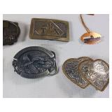 Lot of Vintage Belt Buckles - Silver Plate - Fresh Pork - Trojan Hybrids - Ducks Unlimited