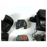 Lot of Binoculars with cases Plus a Laser Level