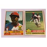 1976 Topps 2 Card Star Lot - Brock, Rice Rookie Cup - Vintage Baseball Cards