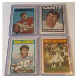 (4) 1972 Topp Football Star Card Lot - Manning RC, Bradshaw, Dawson, Houston