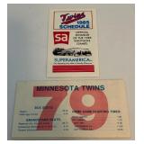 1979 and 1985 Minnesota Twins Baseball Schedules