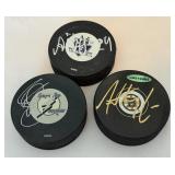 3 Signed NHL Hockey Pucks