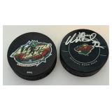 2 Wes Walz + Filip Kuba Signed Minnesota Wild Hockey Pucks