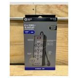 Commercial Electric 6 ft. 12-Outlet Black Surge Protector with USB