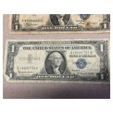 6 Washington One Dollar Silver Certificates