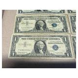 6 Washington One Dollar Silver Certificates
