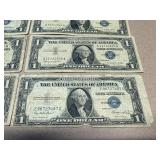 6 Washington One Dollar Silver Certificates