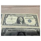 6 Washington One Dollar Silver Certificates