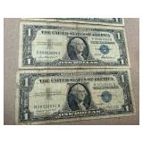 5 Washington One Dollar Silver Certificates