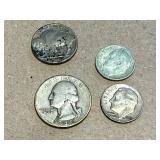 1948 Washington Quarter, 2 Silver Roosevelt Dimes & 1936 Buffalo Nickle