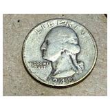 1948 Washington Quarter, 2 Silver Roosevelt Dimes & 1936 Buffalo Nickle