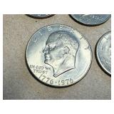 Bicentennial Ike Dollar, 10 Kennedy Half Dollars & 4 Bicentennial Quarters