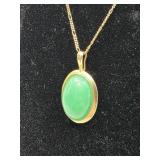 14K Gold & Jade Necklace- 5.3 grams