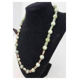 Sterling Silver, Jade, & Quartz Necklace- 44.21 grams