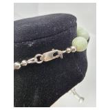Sterling Silver, Jade, & Quartz Necklace- 44.21 grams