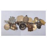 Mixed Metal Charm Bracelet including 10K, 12K and 925 - 111.2 grams