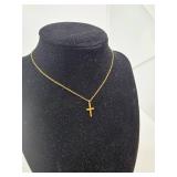 12K Cross Necklace- .96 grams